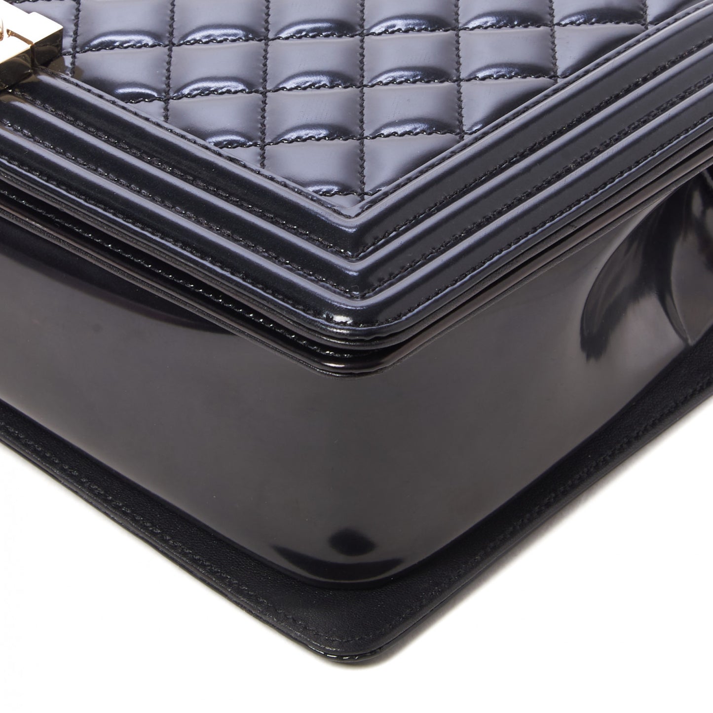 Iridescent Glazed Calfskin Quilted New Medium Boy Flap Black