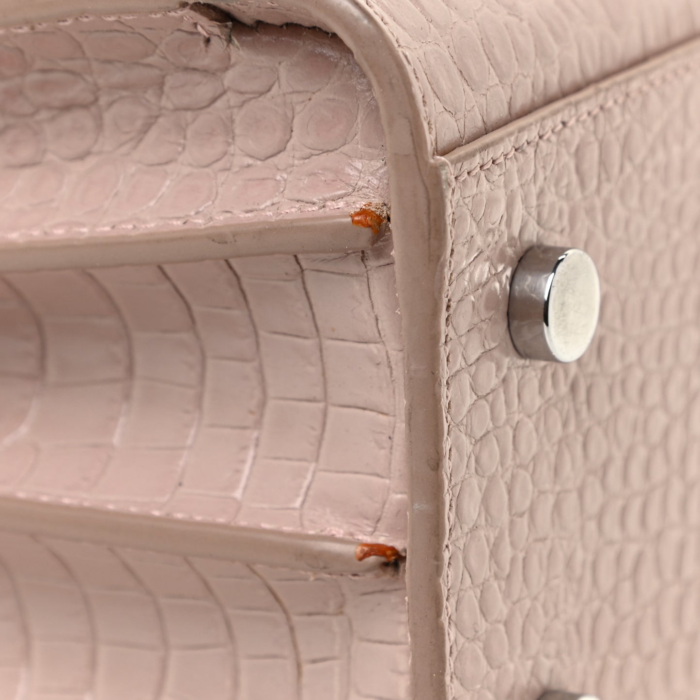 Calfskin Crocodile Embossed Baby Sac De Jour Rose Antic