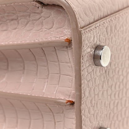 Saint Laurent Calfskin Crocodile Embossed Baby Sac De Jour Rose Antic 16 of 22