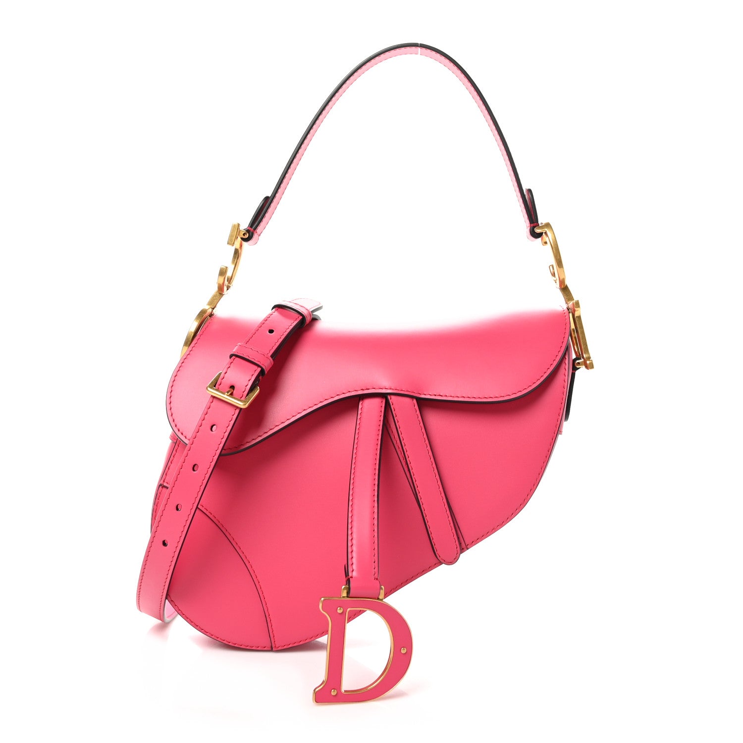 Christian Dior Smooth Calfskin Saddle Bag With Strap Fuchsia 1 of 10