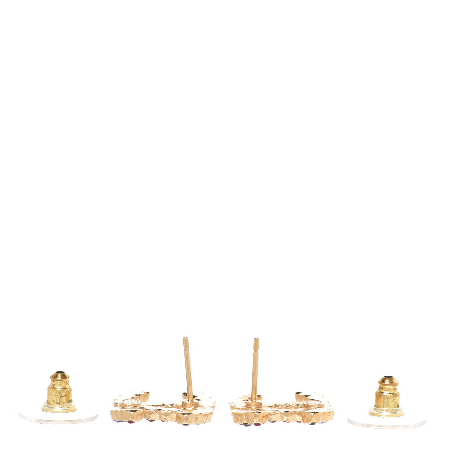 Chanel Crystal Over The Rainbow CC Earrings Gold Multicolor 3 of 5