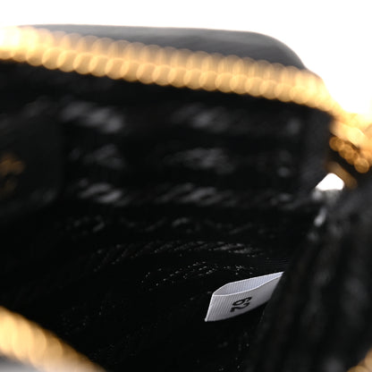 Prada Saffiano Triangle Logo Card Holder With Strap Black 7 of 8