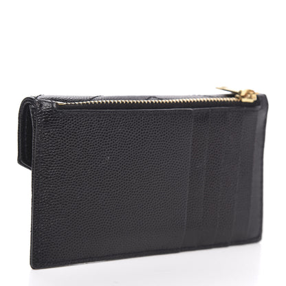 Saint Laurent Grain De Poudre Matelasse Chevron Monogram Compact Wallet Black 3 of 7