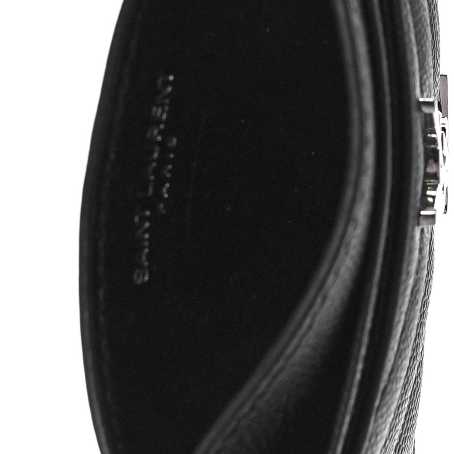 Saint Laurent Grain De Poudre Matelasse Chevron Monogram Credit Card Case Black 5 of 9