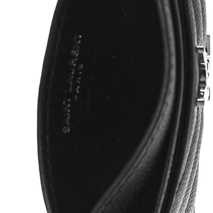Saint Laurent Grain De Poudre Matelasse Chevron Monogram Credit Card Case Black 5 of 9