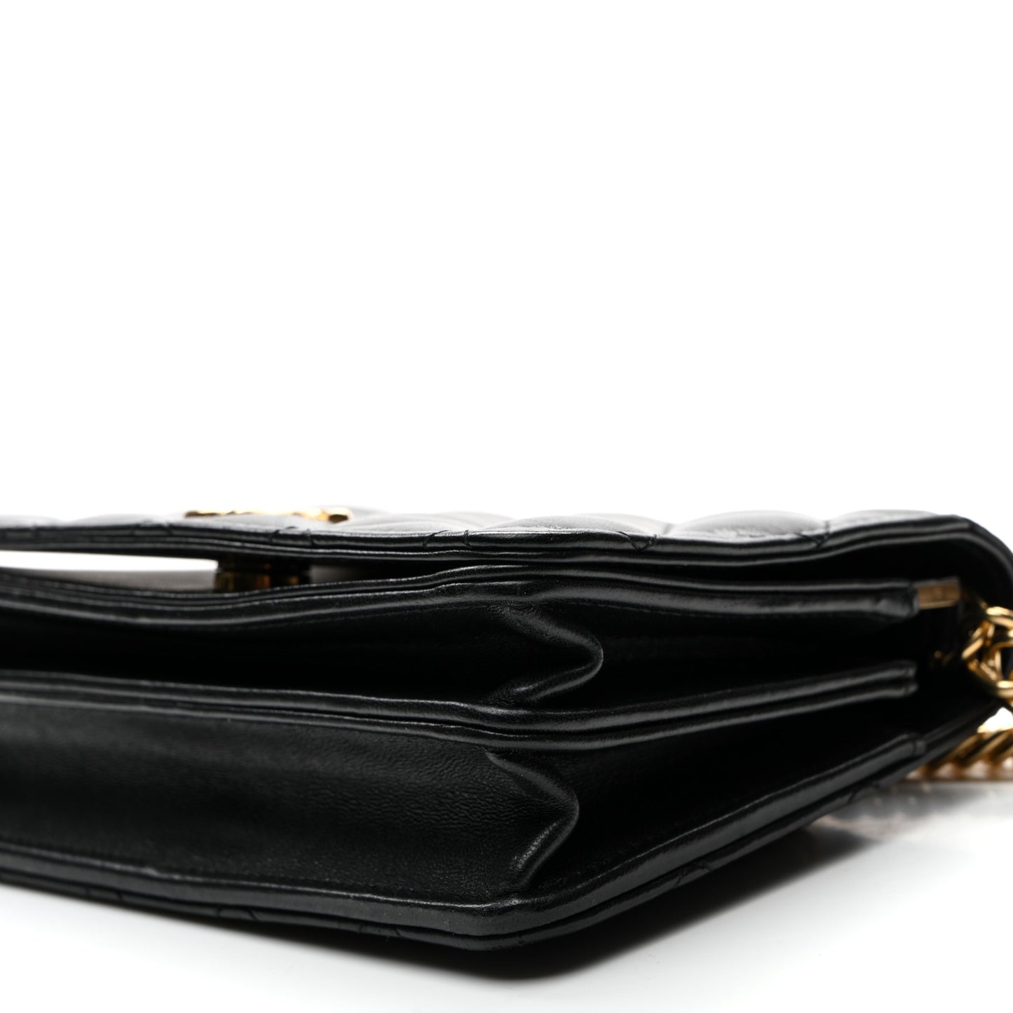 Lambskin Quilted Enamel Logo Clutch on Chain WOC Black