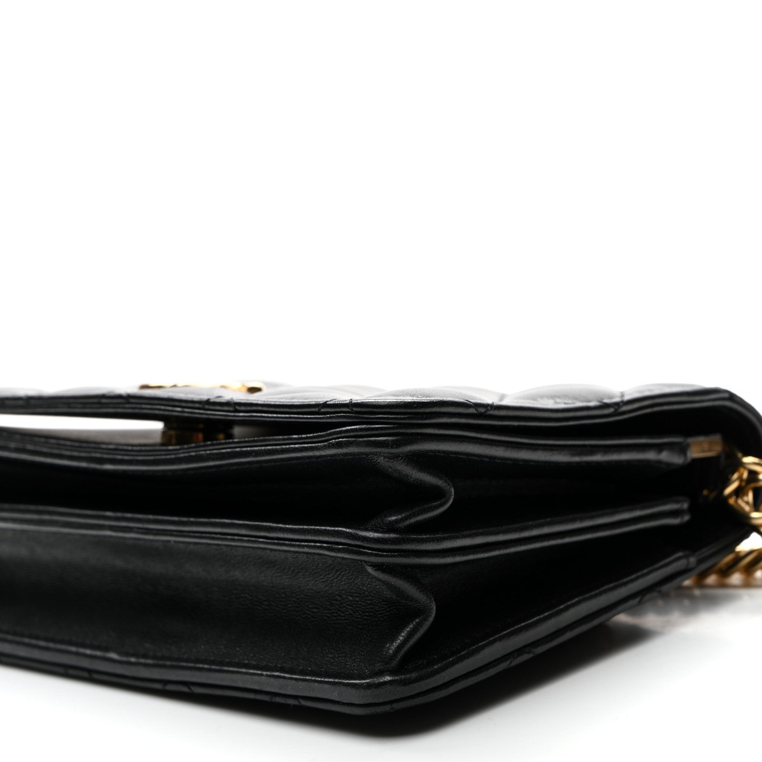 Chanel Lambskin Quilted Enamel Logo Clutch on Chain WOC Black 11 of 12
