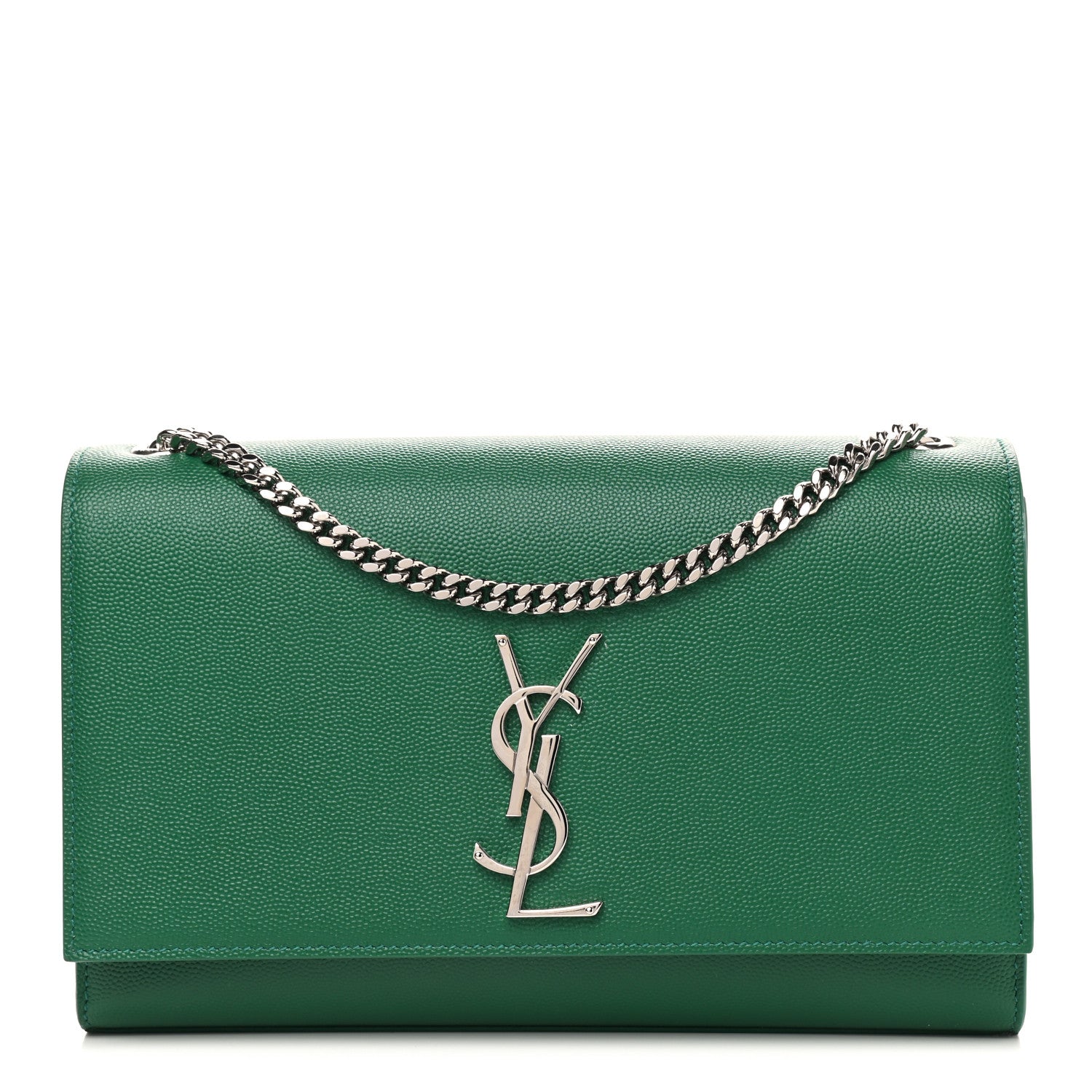 Saint Laurent Grain De Poudre Medium Classic Monogram Kate Satchel Green 1 of 10
