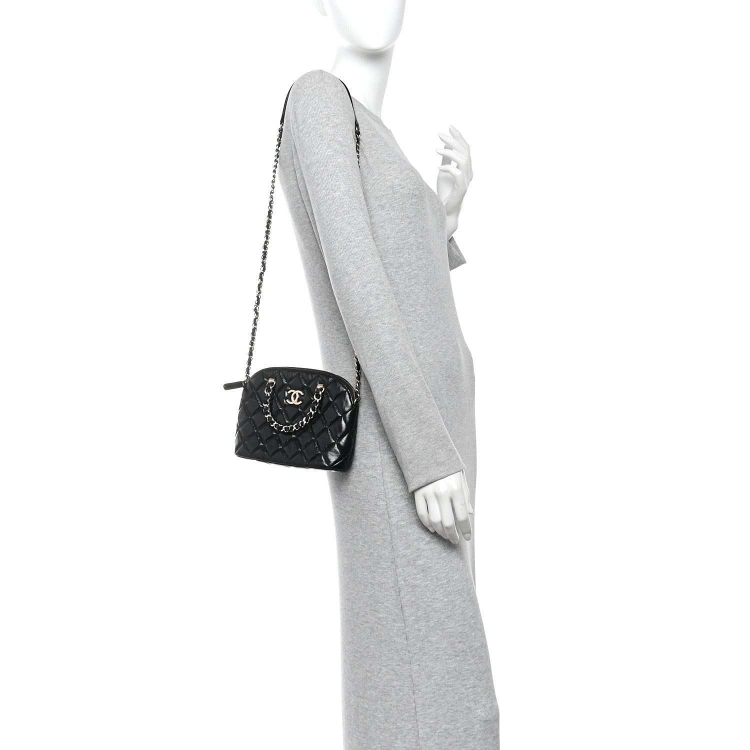 Chanel Shiny Lambskin Quilted Shiny Coco Clutch With Chain Black 2 of 11