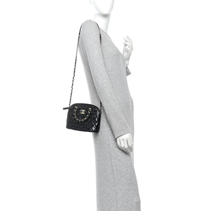 Chanel Shiny Lambskin Quilted Shiny Coco Clutch With Chain Black 2 of 11