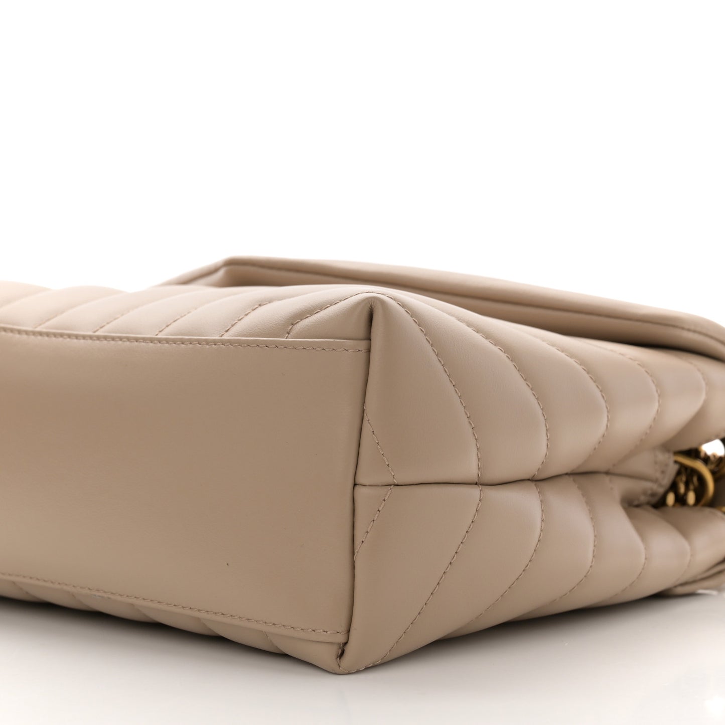 Calfskin Y Quilted Monogram Small Loulou Chain Satchel Dark Beige