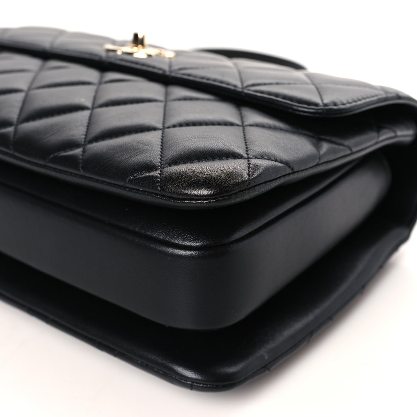 Lambskin Quilted Medium Trendy CC Flap Dual Handle Bag Black
