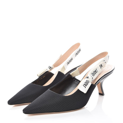 Christian Dior Technical Canvas Ribbon J Adior Slingback 65mm Pumps 39 Black 3 of 9