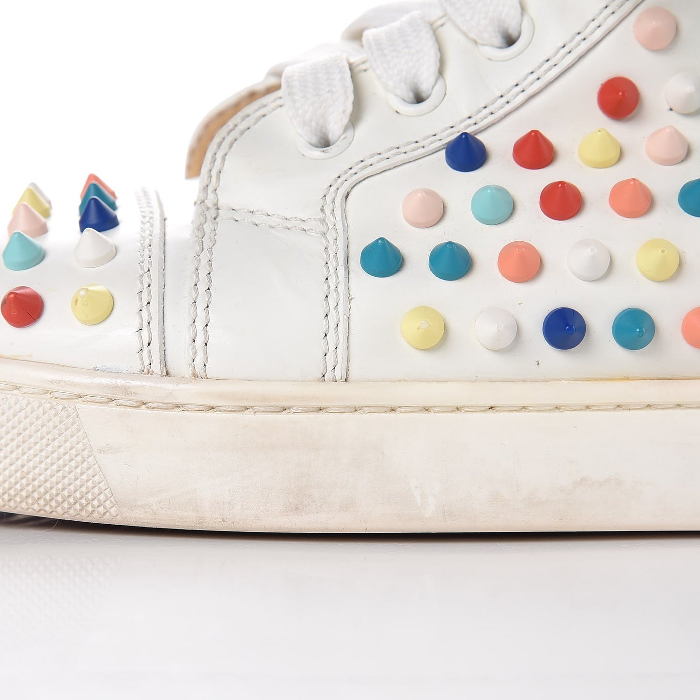 Calfskin Louis Spikes Flat Sneakers 40 White Multi