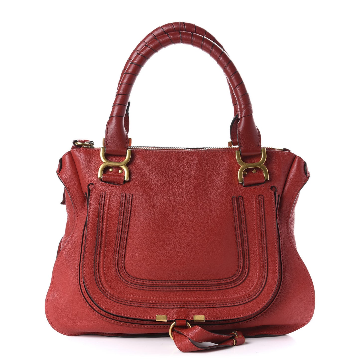 Calfskin Medium Marcie Satchel Peony Red