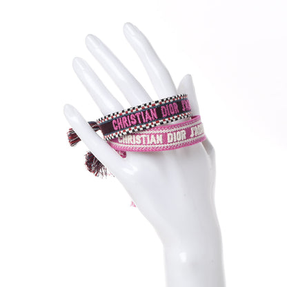Christian Dior Woven Cotton J'Adior Friendship Bracelet Set Purple Rose 2 of 7