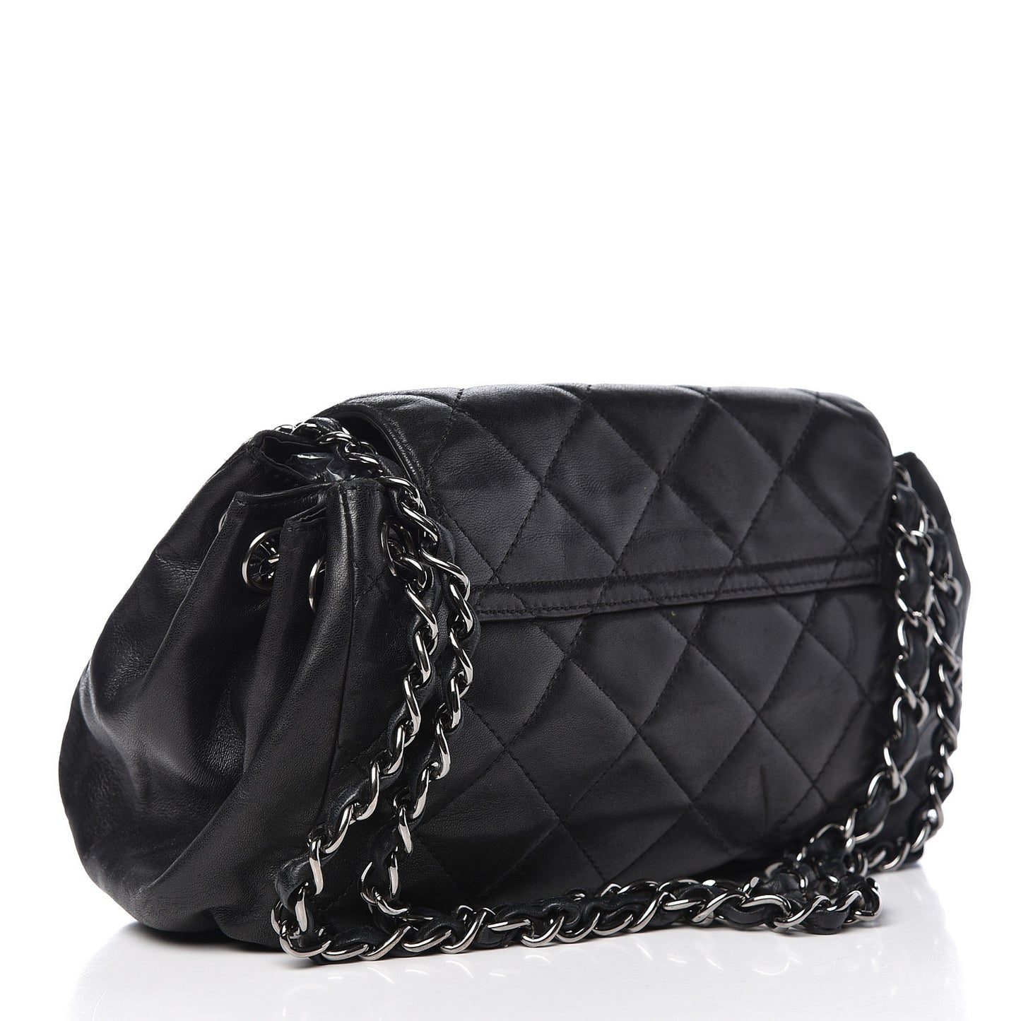 Calfskin Quilted Frame Flap Black