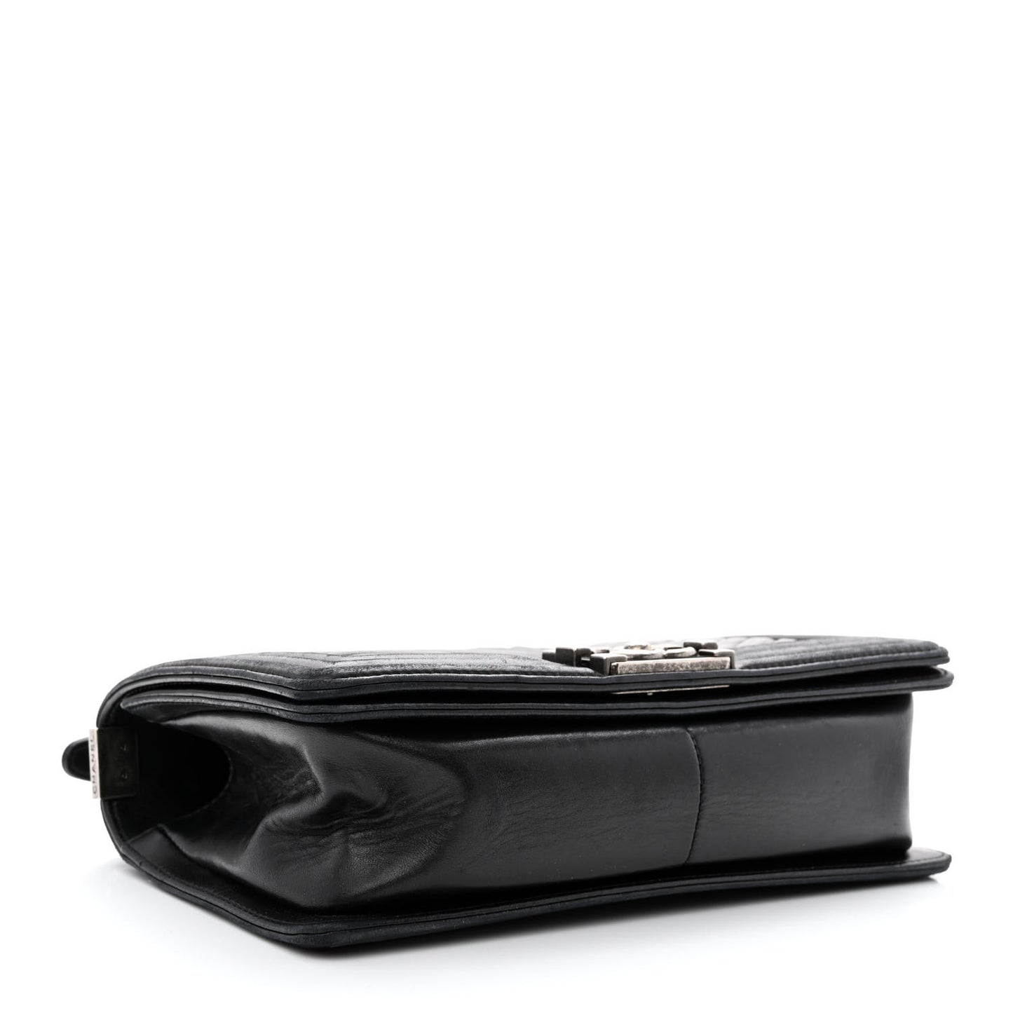 Lambskin Pleated Medium Boy Flap Black