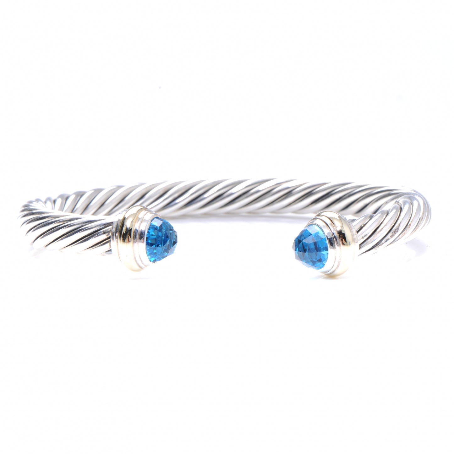 Sterling Silver and 14k Gold Topaz Cable Cuff