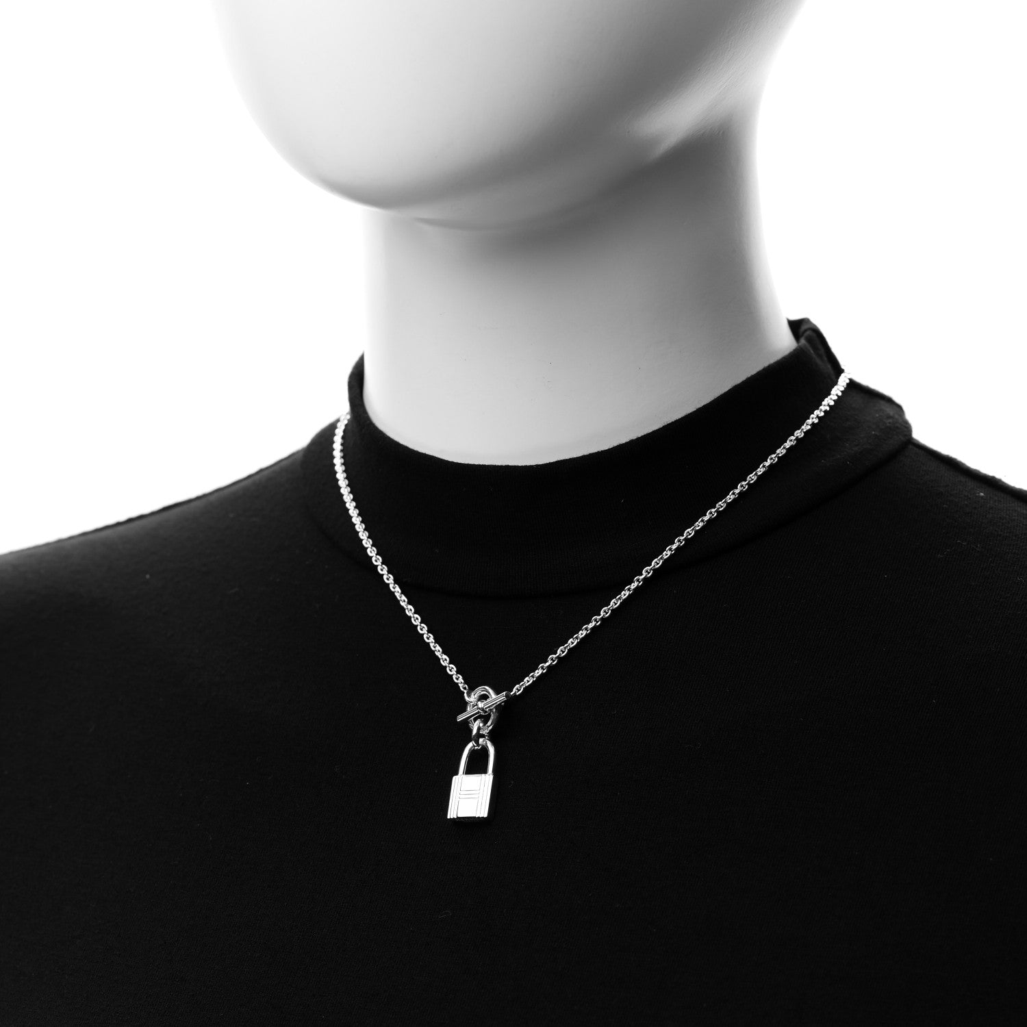 Hermes Sterling Silver Cadenas Kelly Lock Pendant Necklace 2 of 5