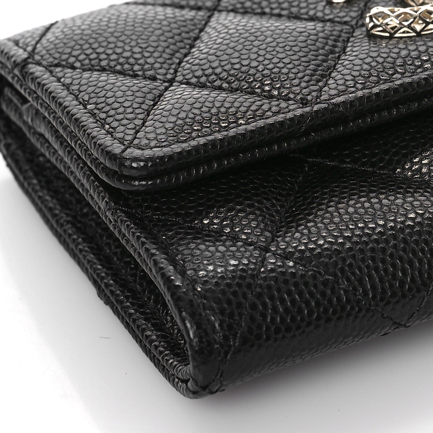 Chanel Caviar Metal Perforated Quilted CC Flap Card Holder Black 8 of 10