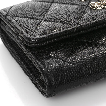 Chanel Caviar Metal Perforated Quilted CC Flap Card Holder Black 8 of 10