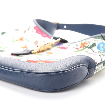 Gucci Canvas Flora Medium Jackie Hobo Blue Agata 6 of 14