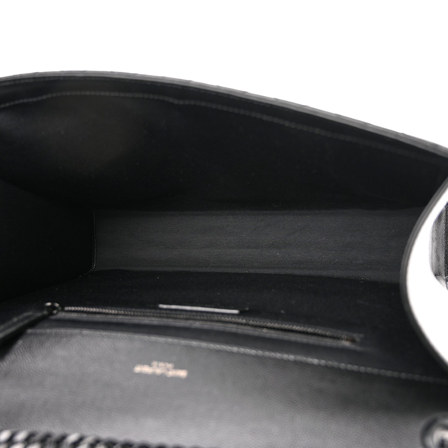 Grain De Poudre Textured Mixed Matelasse Large Triquilt Monogram Monochrome Satchel Black