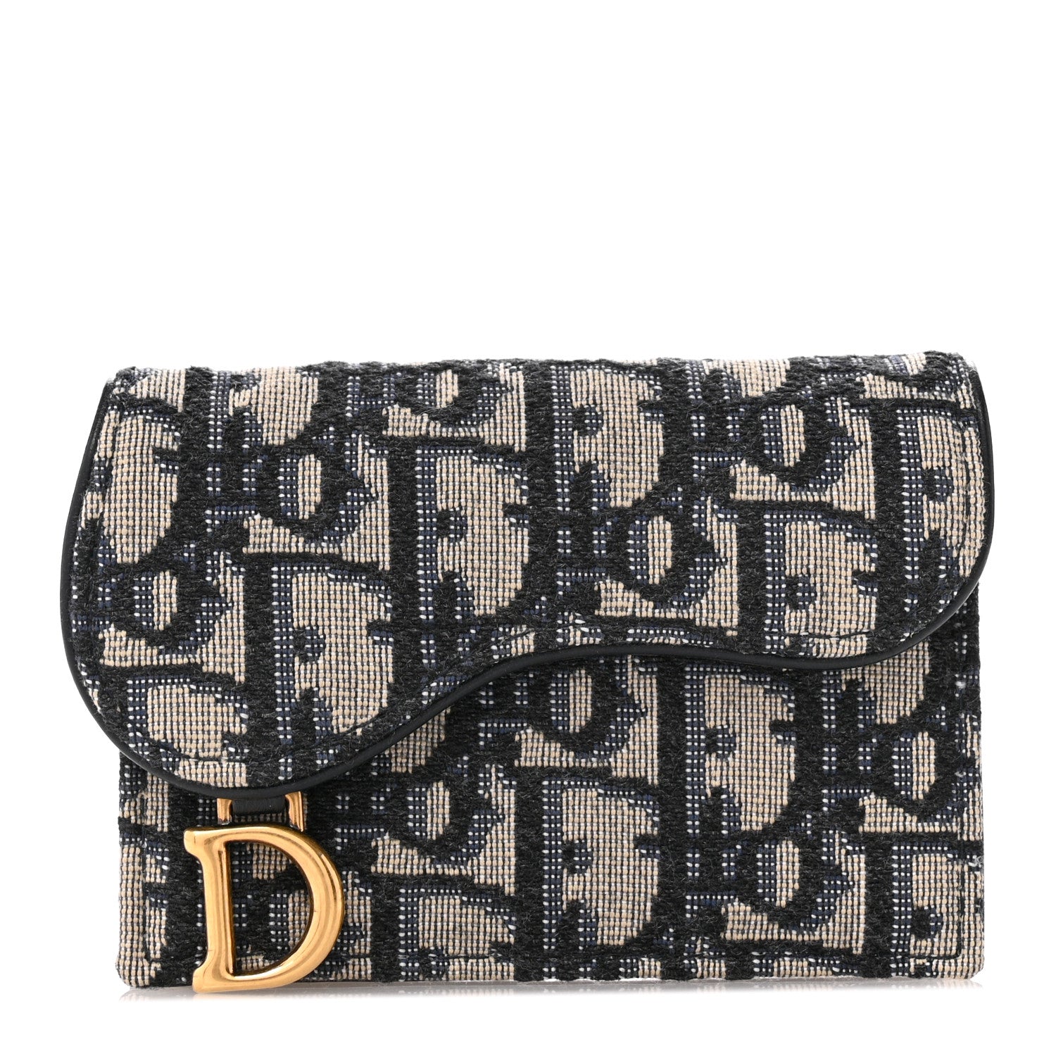 Christian Dior Oblique Saddle Card Holder Blue 1 of 8