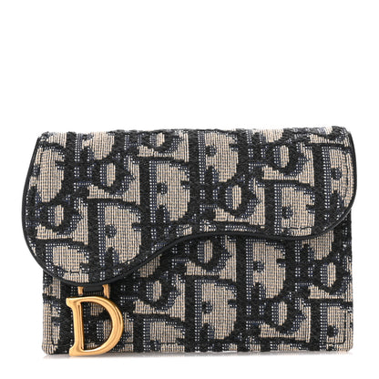 Christian Dior Oblique Saddle Card Holder Blue 1 of 8