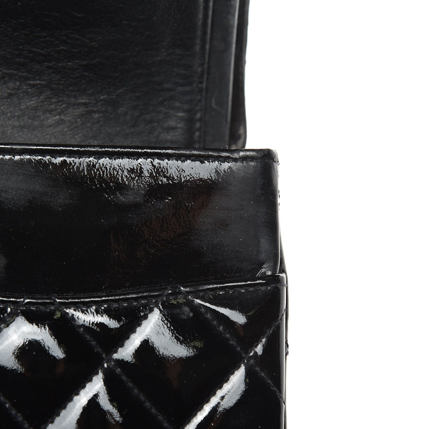 Patent Quilted Medium Double Flap Black