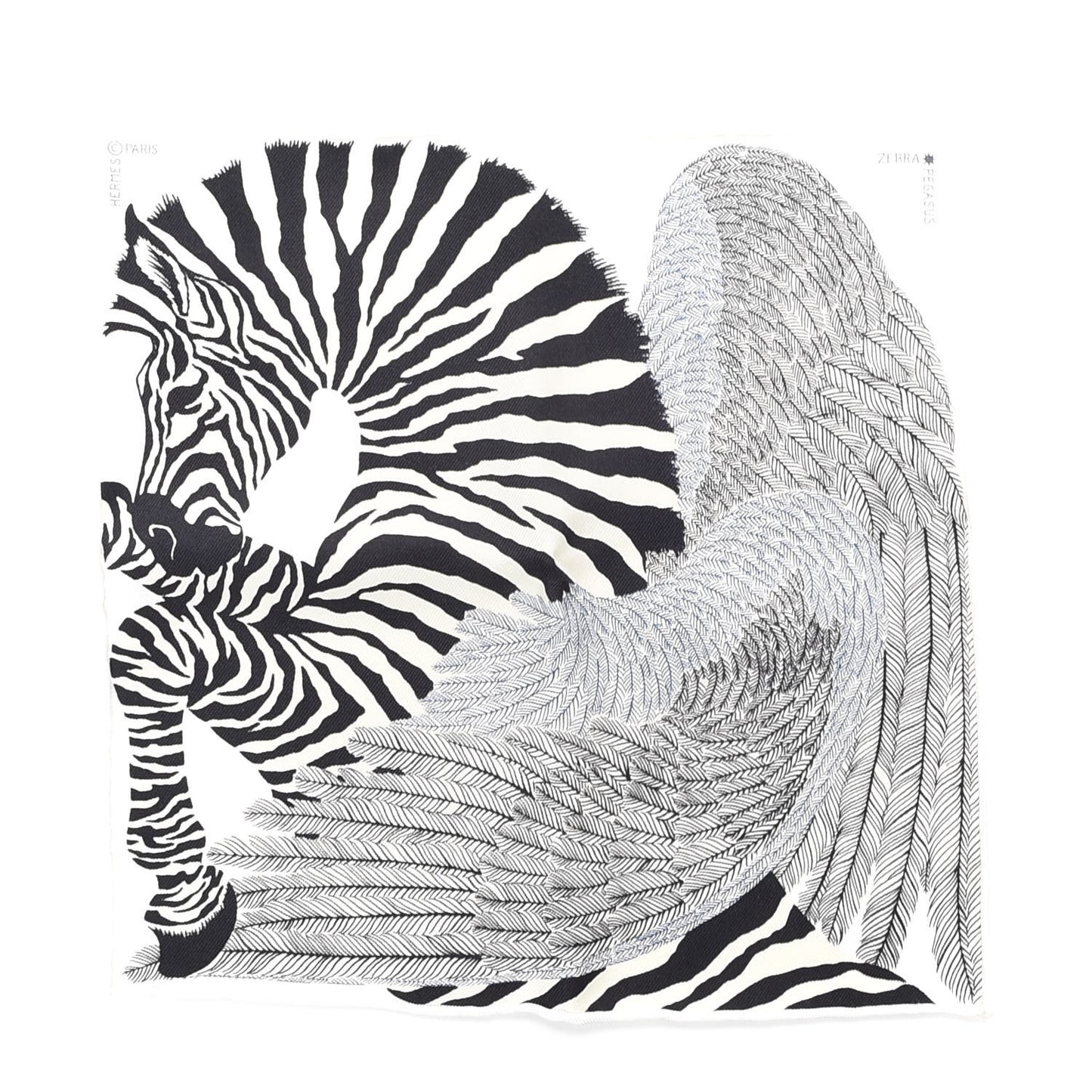 Silk Zebra Pegasus Nano Scarf 20 Black White