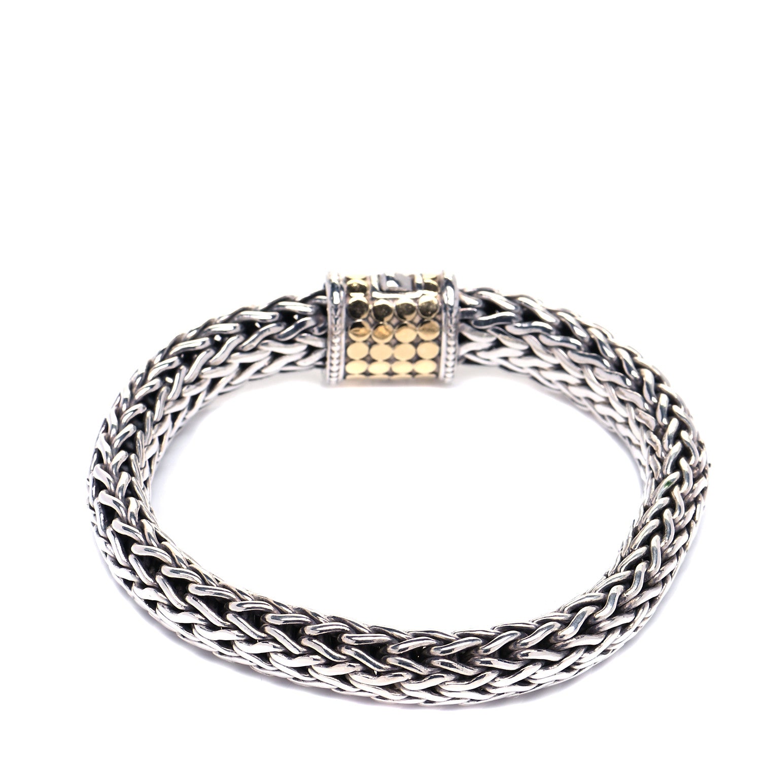 John Hardy Sterling Silver 18K Yellow Gold 10.5mm Classic Chain Dot Bracelet 3 of 5