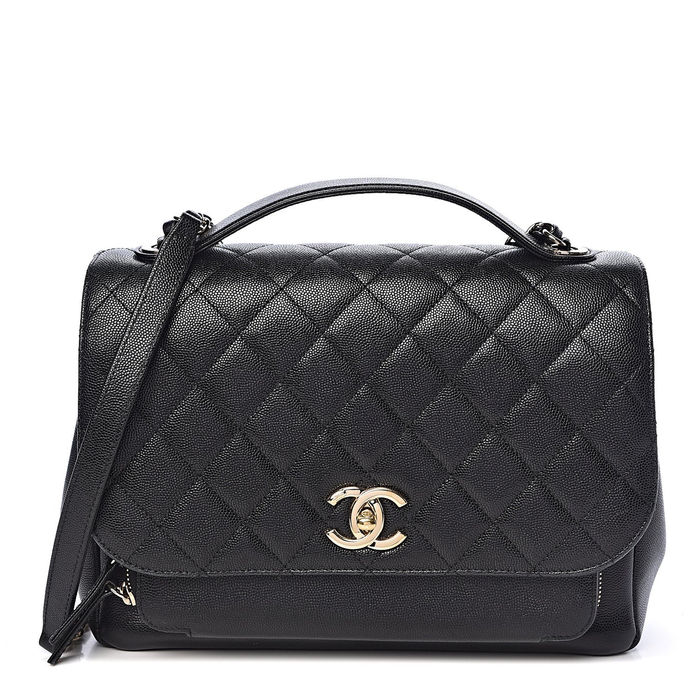 Caviar Quilted Large Business Affinity Flap Black