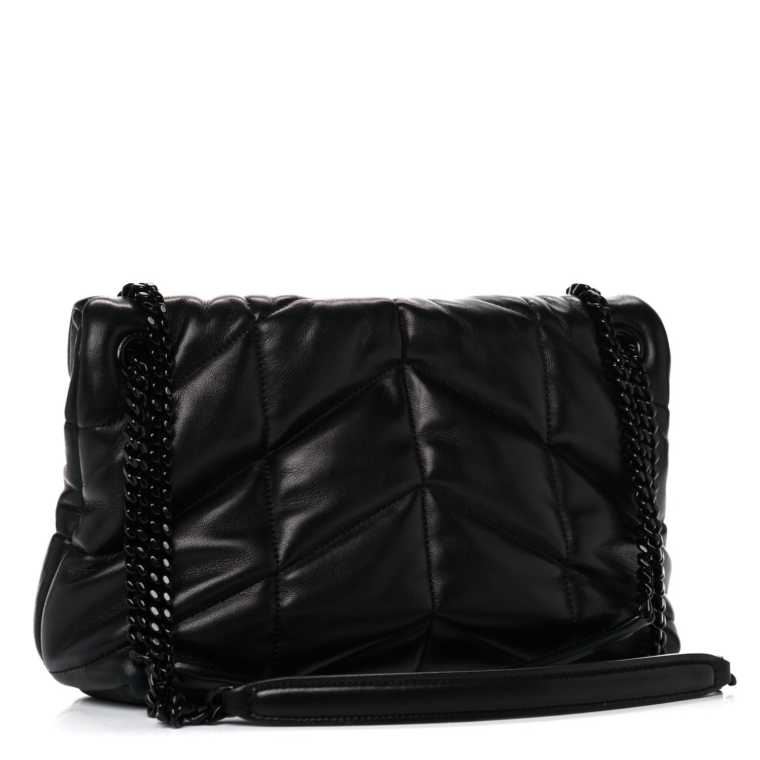 Saint Laurent Lambskin Quilted Small Loulou Puffer Monogram Chain Satchel Black 3 of 13