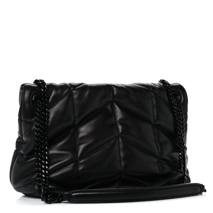 Saint Laurent Lambskin Quilted Small Loulou Puffer Monogram Chain Satchel Black 3 of 13