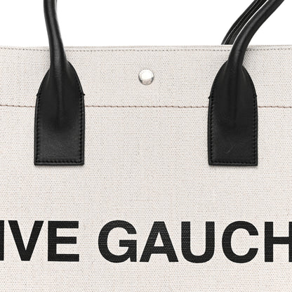 Saint Laurent Linen Calfskin Rive Gauche Tote Optic White 8 of 10