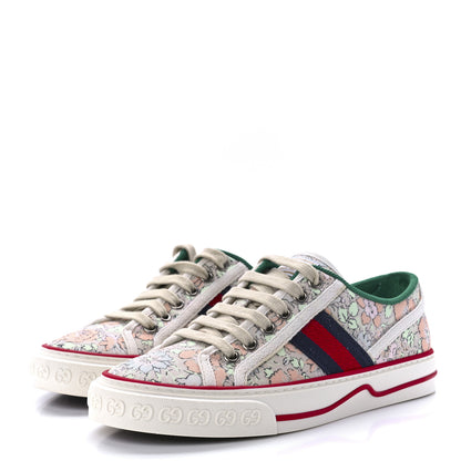 Gucci X LIBERTY OF LONDON Canvas Web Tracy Print Womens 1977 Tennis Sneakers 35 Mint Peach Mystic White 3 of 8
