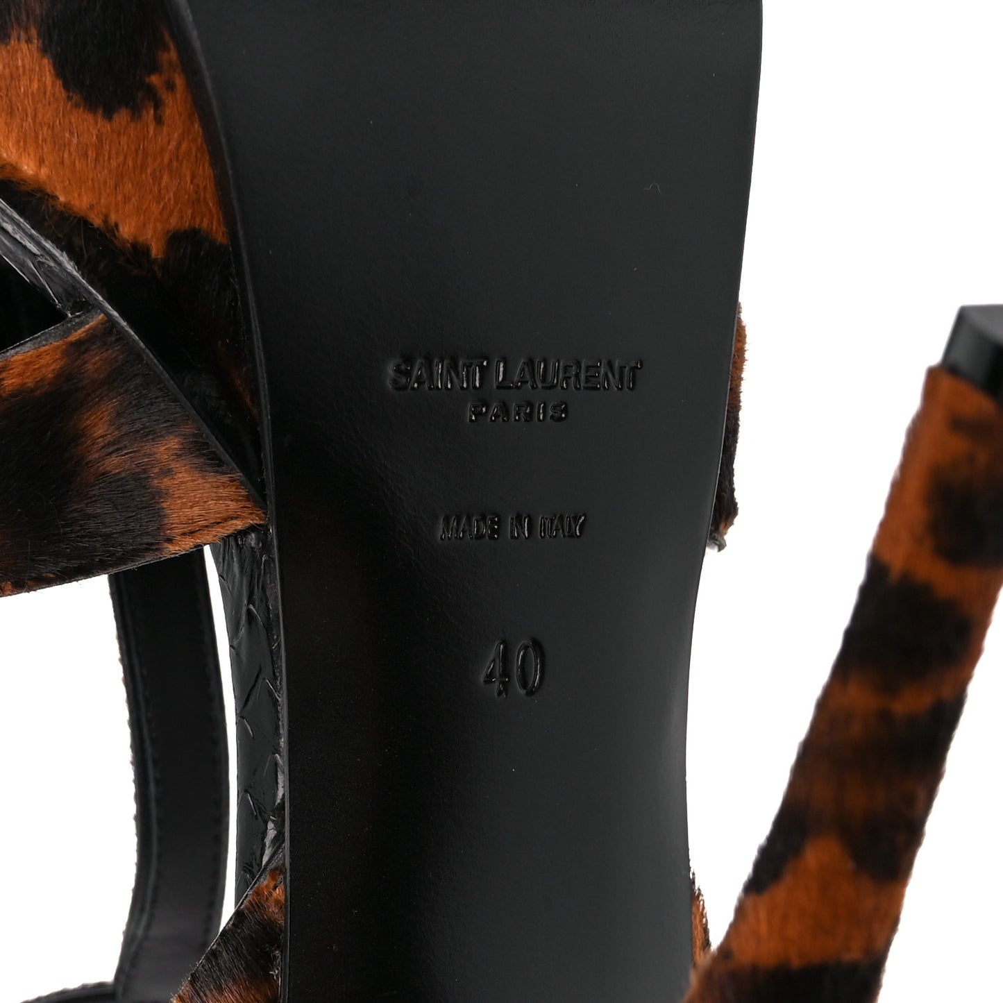 Pony Hair Leopard Print Tribute 105 Platform Sandals 40 Naturale