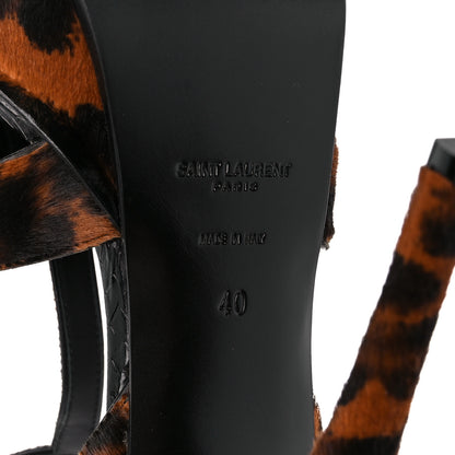 Saint Laurent Pony Hair Leopard Print Tribute 105 Platform Sandals 40 Naturale 7 of 9