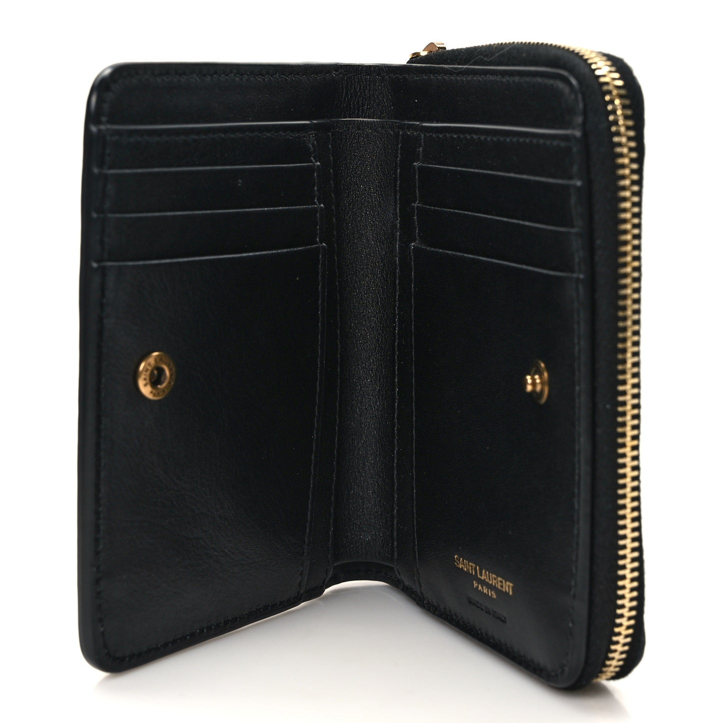 Calfskin Crocodile Embossed Monogram Compact Wallet Blue Black