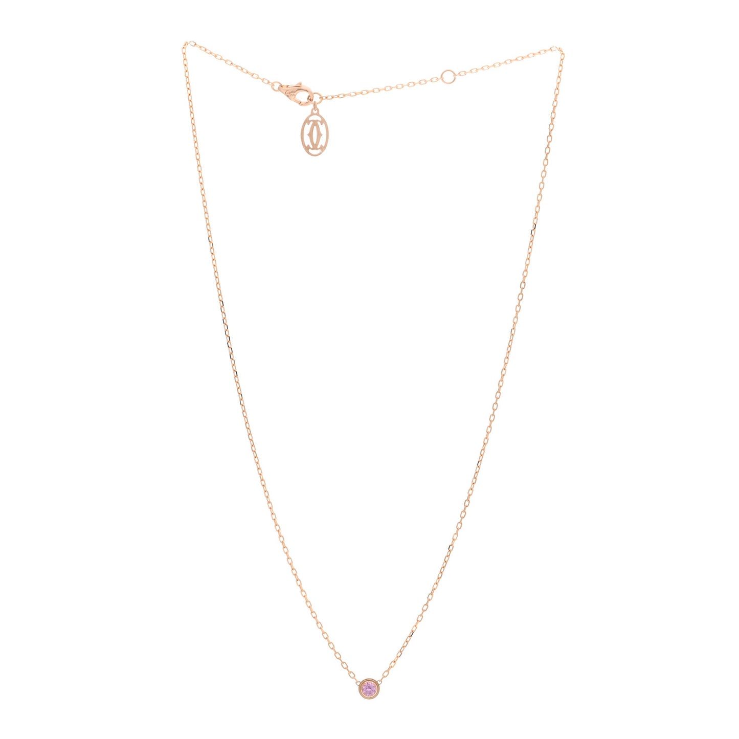 18K Pink Gold Pink Sapphire D'Amour Pendant Necklace