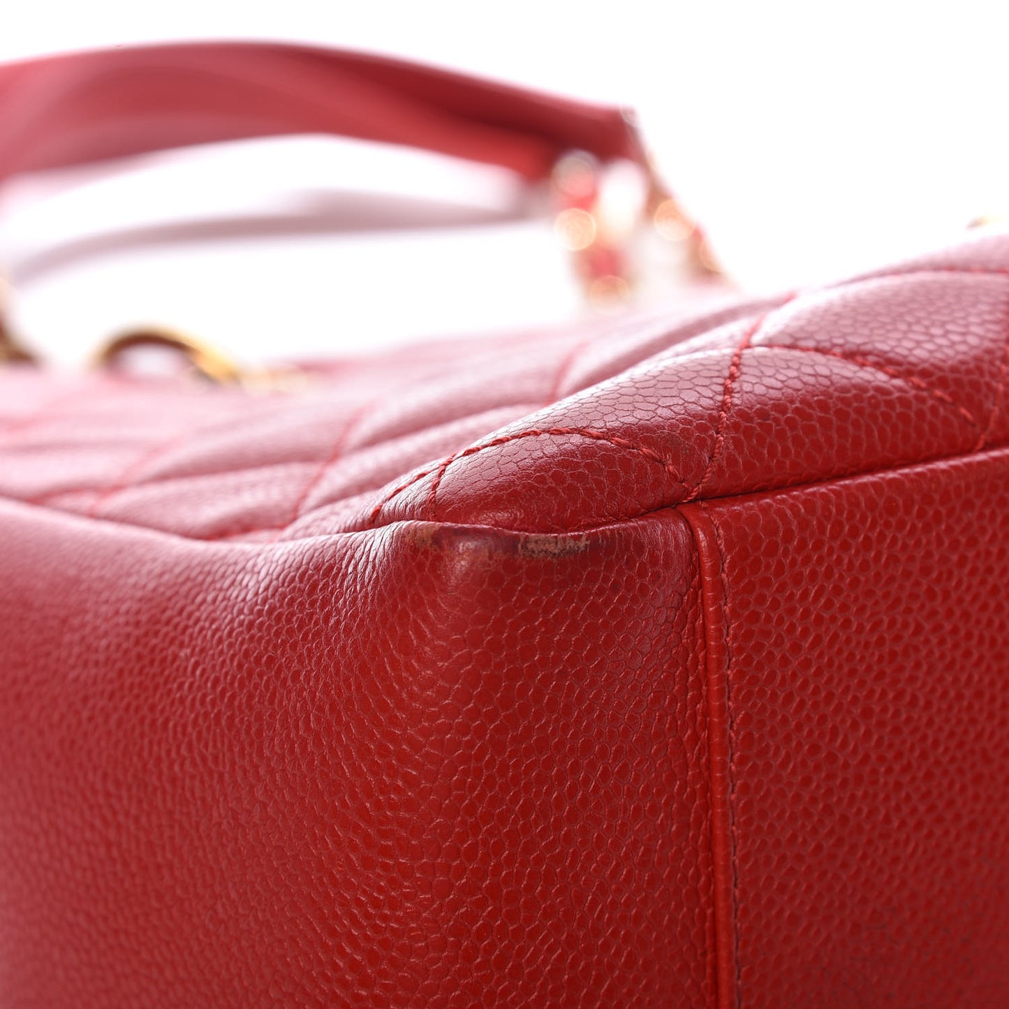 Caviar Quilted Grand Shopping Tote GST Red