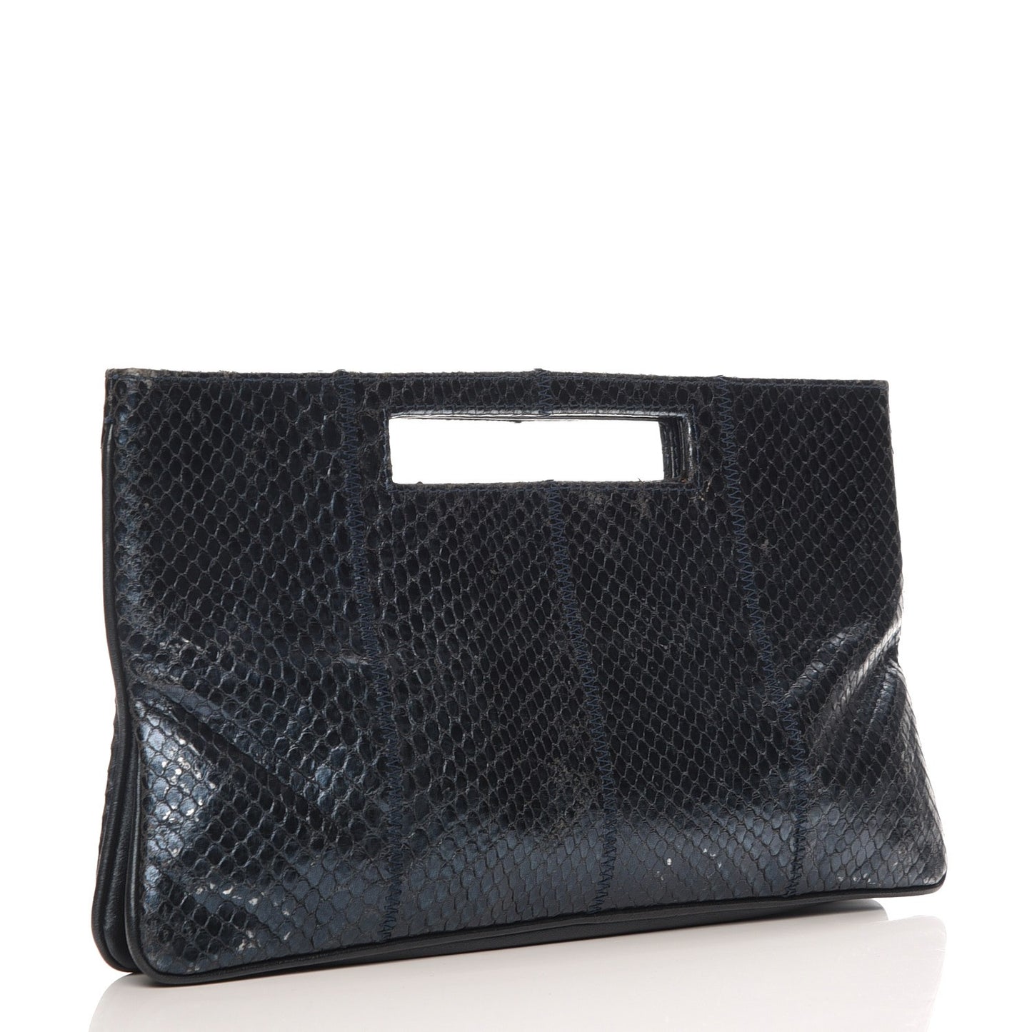 Metallic Python Clutch Dark Blue