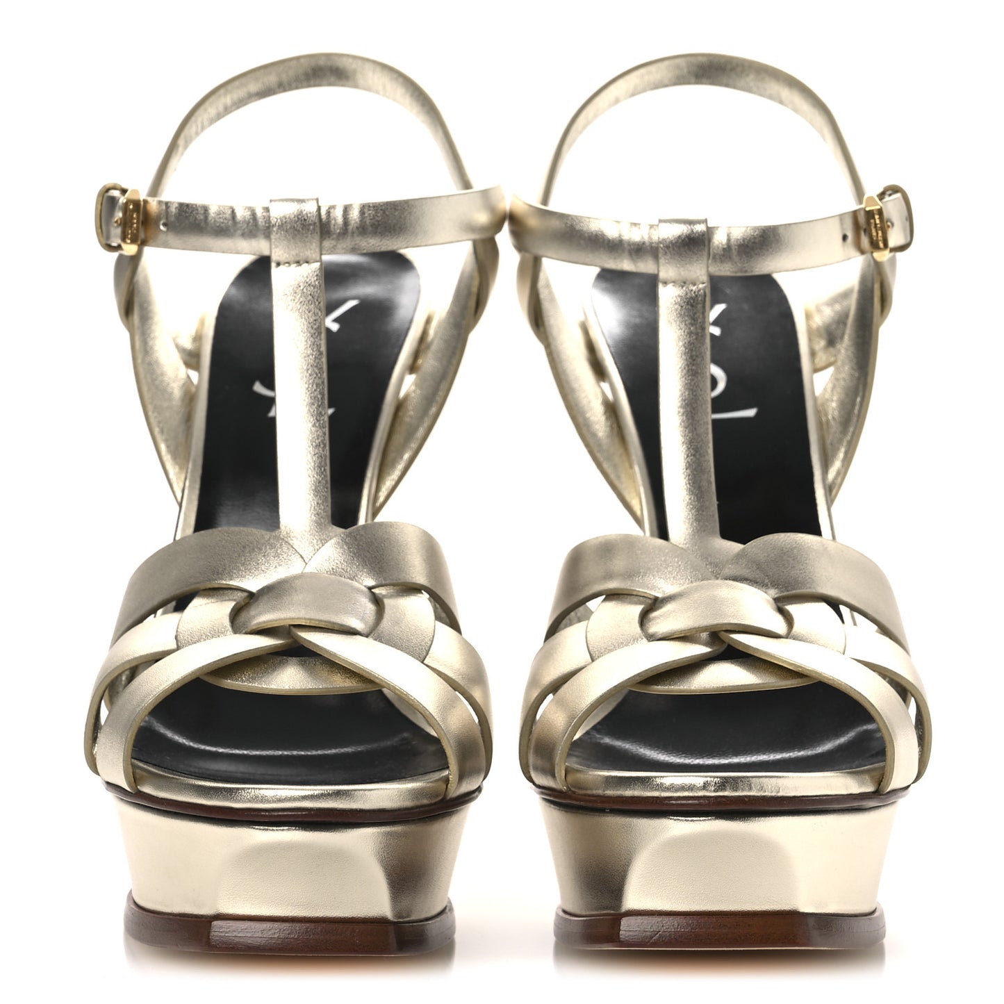 Veau Laminato Tribute 105 Platform Sandals 40.5 Platino