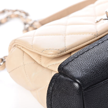 Chanel Calfskin Quilted Flap Beige Black 11 of 12