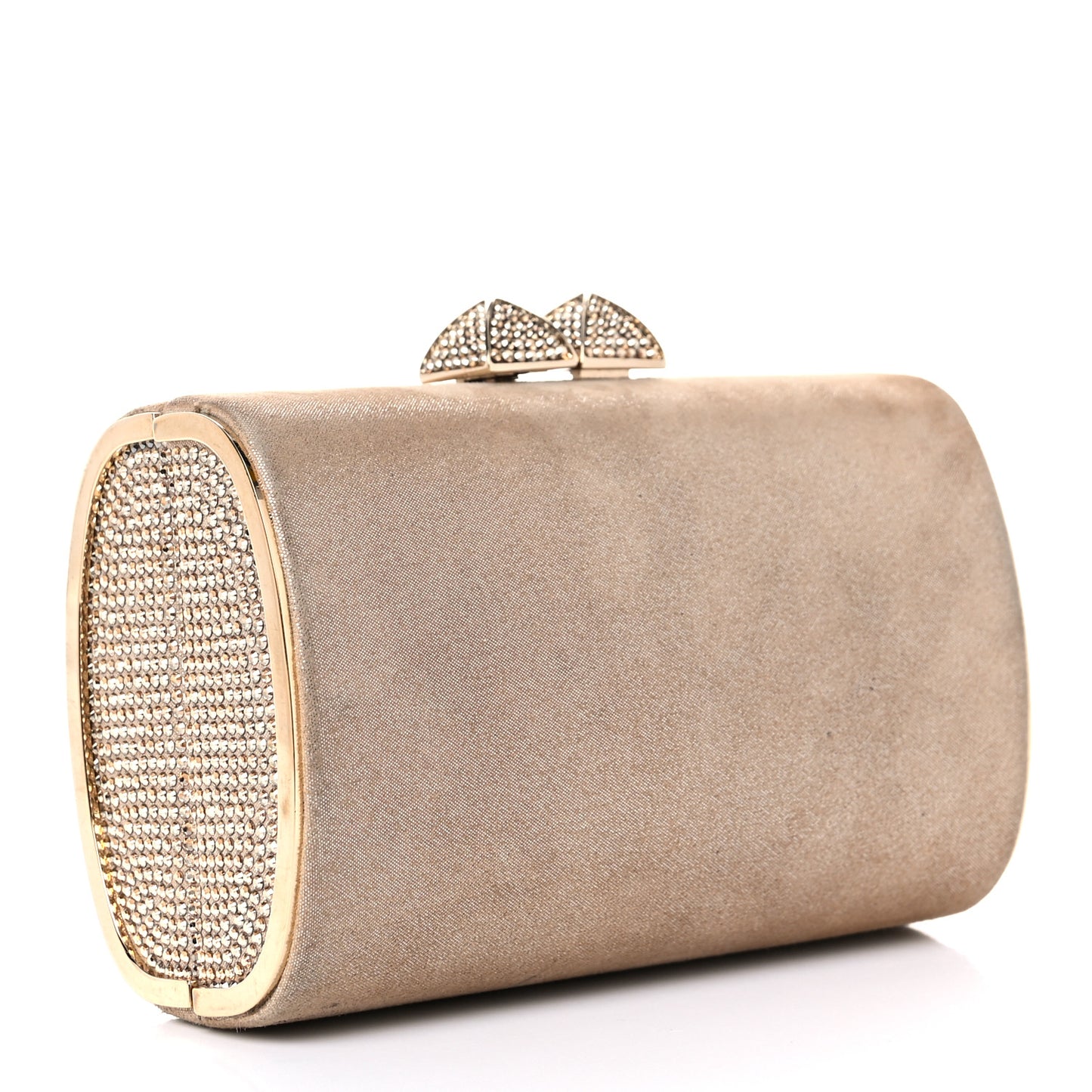 Shimmer Suede Mini Charm Clutch Sand