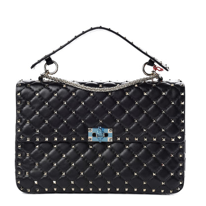 Valentino Garavani Lambskin Large Rockstud Spike Shoulder Bag Black 1 of 10