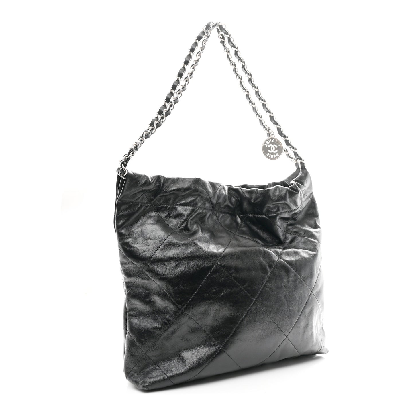 Shiny Calfskin Quilted Small Chanel 22 Black