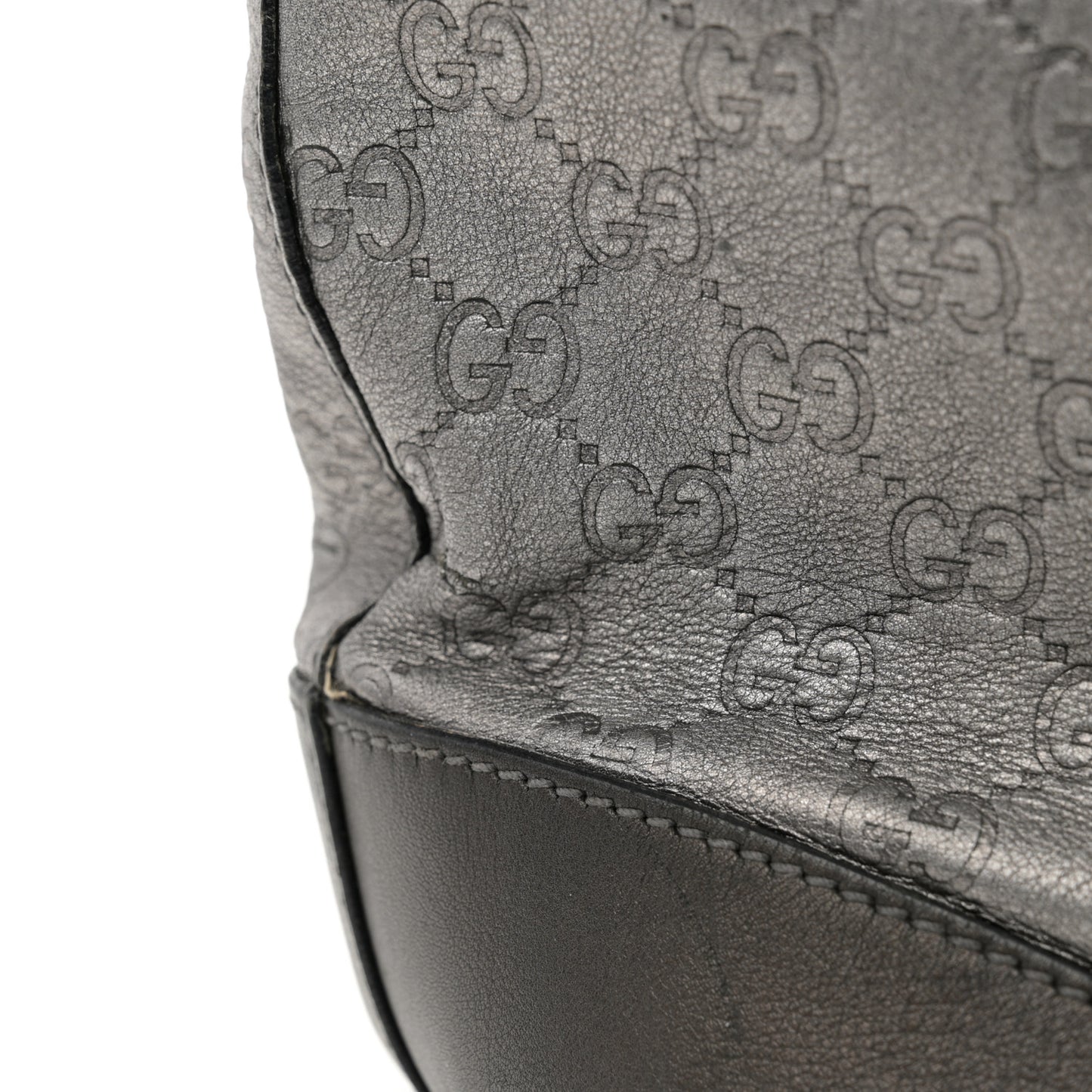 Metallic Guccissima Large Tote Dark Grey
